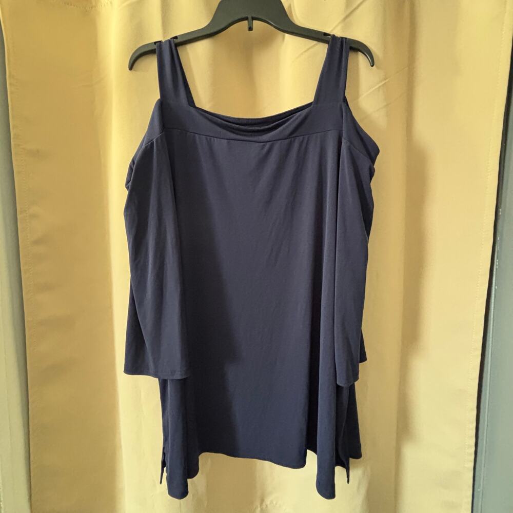 Woman Within Top Women Size 26/28 2X Cold Shoulder 3/4 SleeveTop